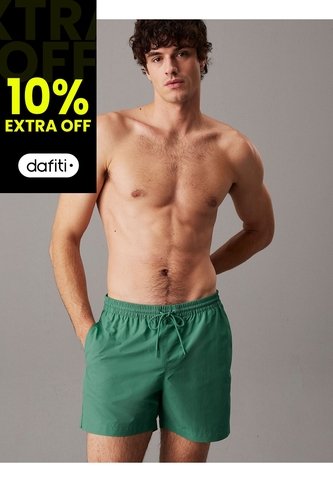 Pantaloneta Verde De Baño De Largo Medio Con Cordón - Logo Tape Calvin Klein Calvin Klein