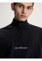 Camiseta Negra De Manga Larga Con Cuello Cierre Calvin Klein de Calvin Klein