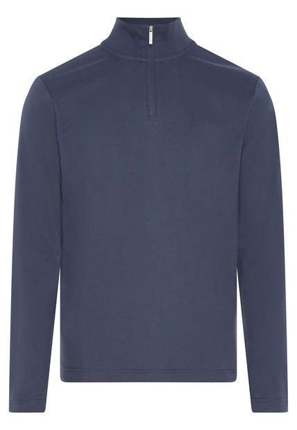Camiseta Azul Con Cuello Alto Y Media Cremallera Calvin Klein
