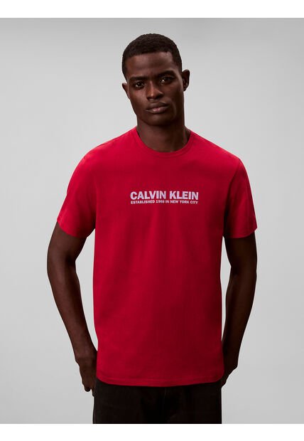 Camiseta Roja Con Estampado De Logo Calvin Klein
