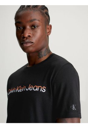 Camiseta Slim Con Logo Hombre Negro Calvin Klein