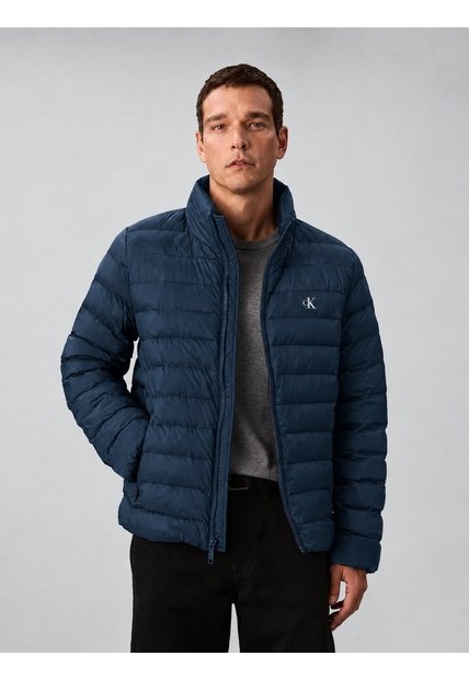 Chaqueta Azul Puffer De Peso Medio Y Cierre De Cremallera Calvin Klein