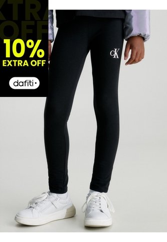 Leggings Negro Para Niña De Algodón Con Monograma Calvin Klein Calvin Klein