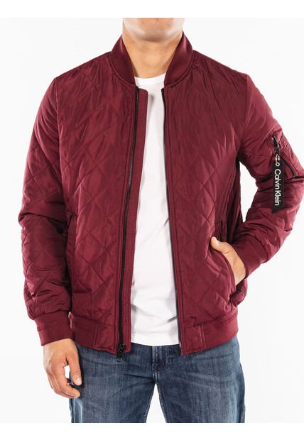 Chaqueta Con Cierre Y Bolsillos Fronta Hombre Vino Tinto Calvin Klein