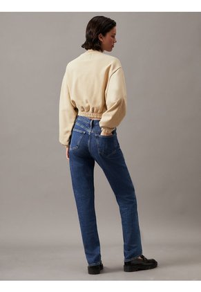 Saco Beige Cropped De Felpa De Algodón Calvin Klein