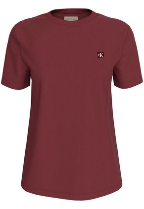 Camiseta Roja De Algodón Con Insignia Calvin Klein