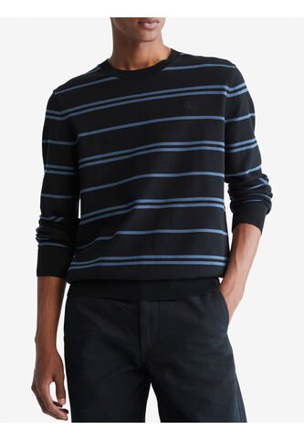 Saco Negro Tejido A Rayas En Algodón Compacto Calvin Klein Calvin Klein