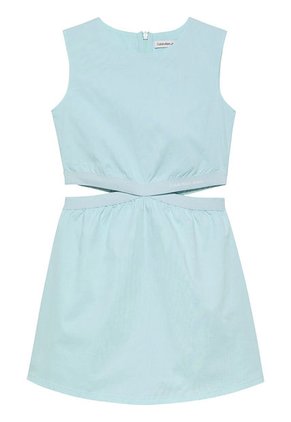 Vestido Azul Minimalista Sin Mangas Con Logo Tape Para Niña Calvin Klein