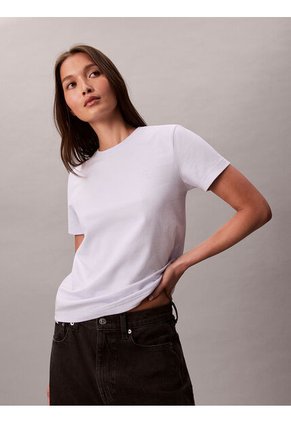 Camiseta Blanca De Algodón Con Logo De Archivo Calvin Klein
