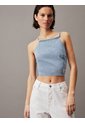 Top Azul Denim Con Cierre Anudado En Espalda Calvin Klein de Calvin Klein