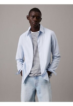 Camisa Azul Slim Fit Elástica De Manga Larga Calvin Klein