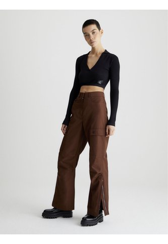 Saco Negro Cropped Con Cuello En V Para Mujer Calvin Klein Calvin Klein