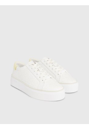 Tenis Blanco Blanco Con Plataforma Y Monograma Calvin Klein