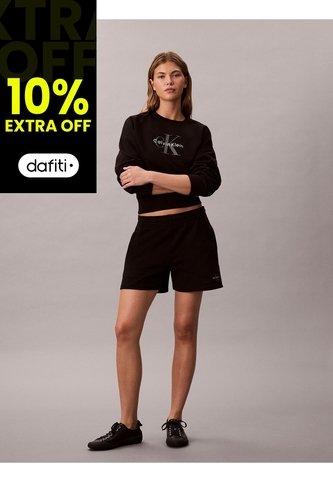 Pantalonetas Negro De Felpa Francesa Con Logo Monograma Calvin Klein Calvin Klein