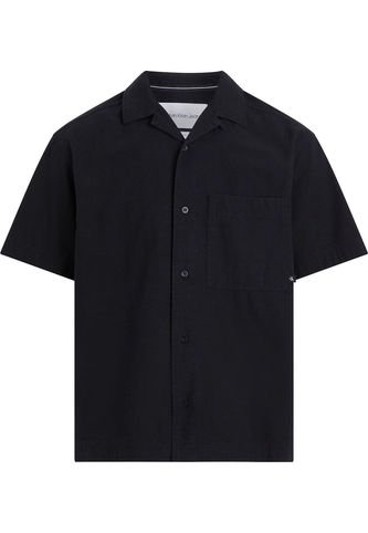 Camisa Negra Manga Corta Con Bolsillo Calvin Klein Calvin Klein