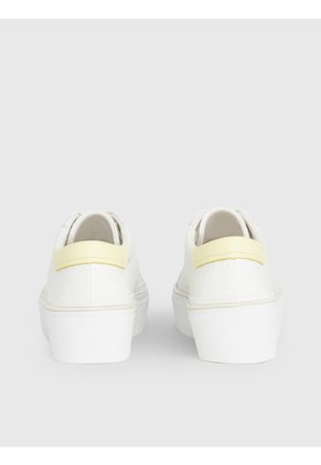 Tenis Blanco Blanco Con Plataforma Y Monograma Calvin Klein