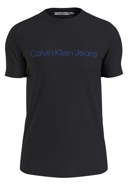 Camiseta Con Logo En El Pecho Hombre Negro Calvin Klein