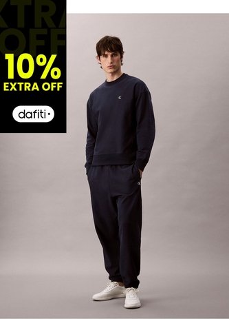 Jogger Azul En Tejido Terry Premium Con Monograma Bordado Calvin Klein Calvin Klein