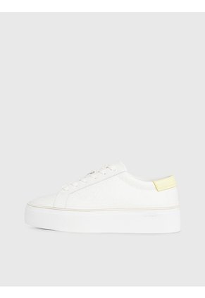 Tenis Blanco Blanco Con Plataforma Y Monograma Calvin Klein