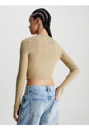 Cárdigan Beige Cropped En Crochet Mujer Calvin Klein