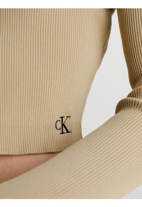 Cárdigan Beige Cropped En Crochet Mujer Calvin Klein