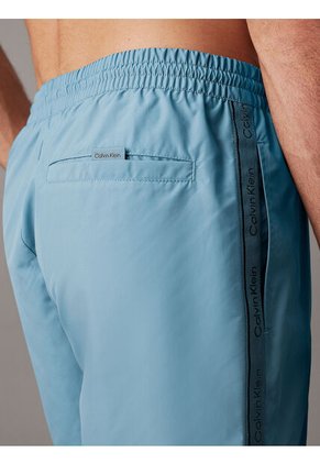 Traje Celeste De Baño De Largo Medio Con Cordón - Logo Tape Calvin Klein