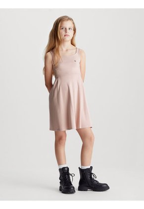 Vestido Rosado Cruzado De Punto Milano Para Niña Calvin Klein