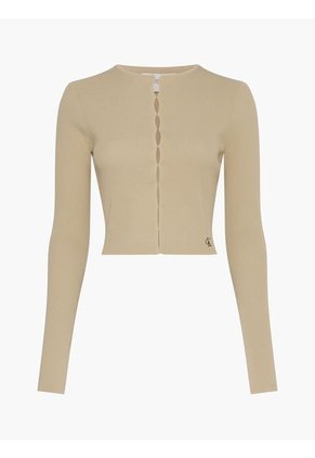 Cárdigan Beige Cropped En Crochet Mujer Calvin Klein