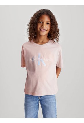Camiseta Rosada Con Monograma Boxy Para Niña Calvin Klein