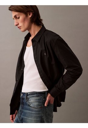 Camisa Negra Oxford Clásica De Manga Larga Calvin Klein