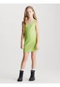 Vestido Verde De Tirantes De Canalé De Algodón Para Niña Calvin Klein de Calvin Klein