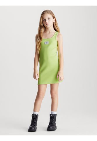 Vestido Verde De Tirantes De Canalé De Algodón Para Niña Calvin Klein Calvin Klein