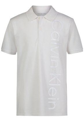 Polo Blanco Con Logotipo En Vertical Para Niño Calvin Klein