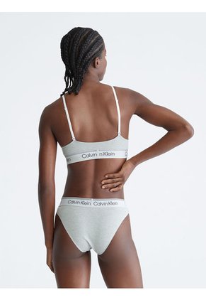 Pantie Tipo Bikini Con Logo Mujer Gris Calvin Klein
