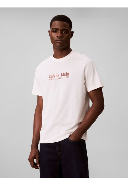 Camiseta Blanca Con Gráfico De Logo Calvin Klein