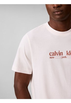 Camiseta Blanca Con Gráfico De Logo Calvin Klein