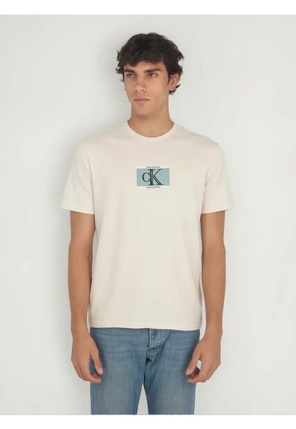 Camiseta Beige Sport Con Mini Monograma Calvin Klein