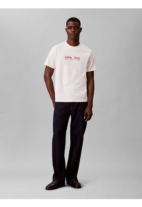 Camiseta Blanca Con Gráfico De Logo Calvin Klein