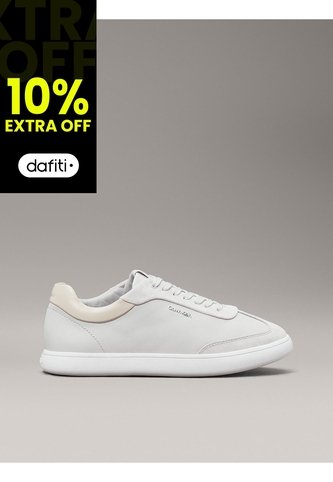 Tenis Gris De Cuero De Perfil Bajo Calvin Klein Calvin Klein