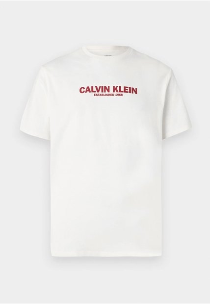Camiseta Blanca Con Estampado De Logo Calvin Klein