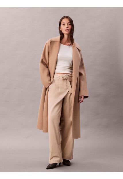 Pantalón Beige De Sarga De Algodón Con Cinturón Calvin Klein