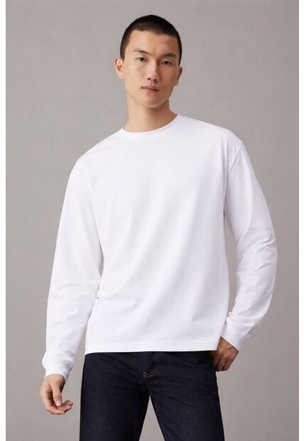 Camiseta Blanca De Manga Larga Con Estampado Gráfico Calvin Klein