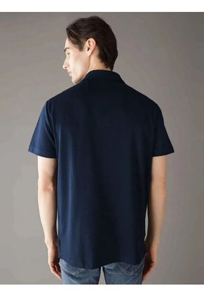 Camisa Azul Manga Corta De Tejido Interlock Suave Calvin Klein