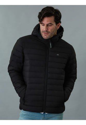 Chaqueta Negra Acolchada Con Capota Para Hombre Calvin Klein Calvin Klein
