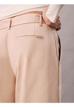 Pantalón Beige De Sarga De Algodón Con Cinturón Calvin Klein