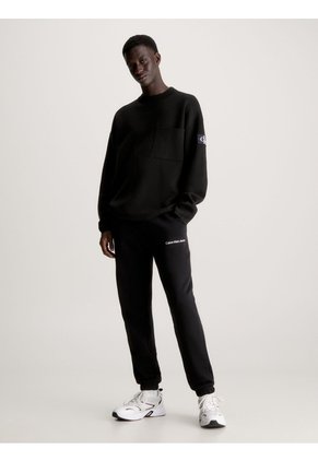 Pantalón Negro De Chándal De Felpa De Algodón Calvin Klein