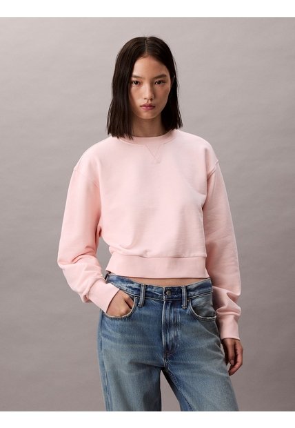 Saco Rosa Cropped Con Logo En Insignia Calvin Klein