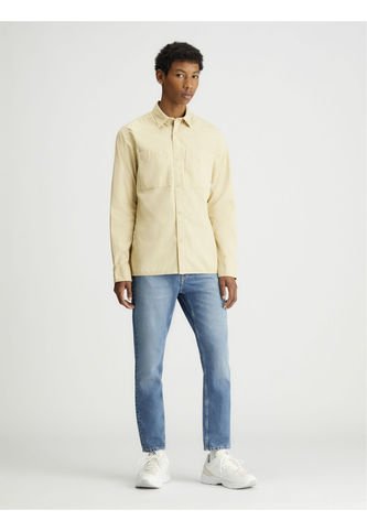 Camisa Beige Con Textura Lineal Calvin Klein Calvin Klein