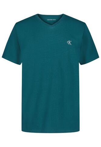 Camiseta Verde Manga Corta Con Logo De Monograma Y Cuello En V Calvin Klein Calvin Klein