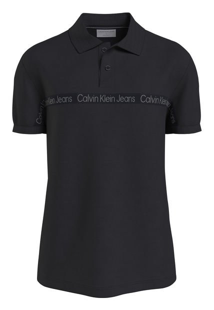 Polo Con Cinta Con El Logo Negro Hombre Negro Calvin Klein
